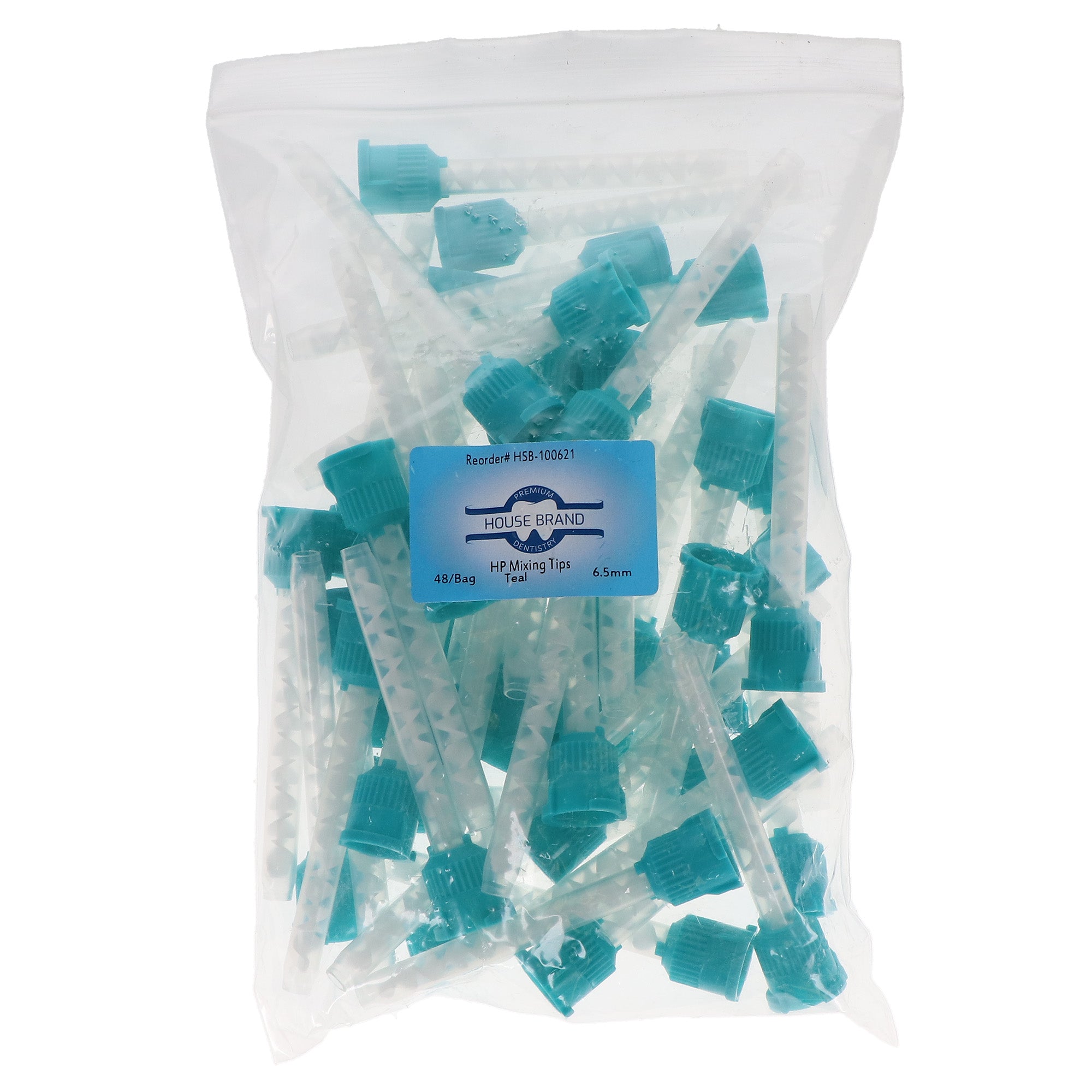 House Brand Dentistry 100621 HP Dental Mixing Tips Teal 6.5mm 48/Pk House Brand Dentistry 100621 HP Dental Mixing Tips Teal 6.5mm 48/Pk